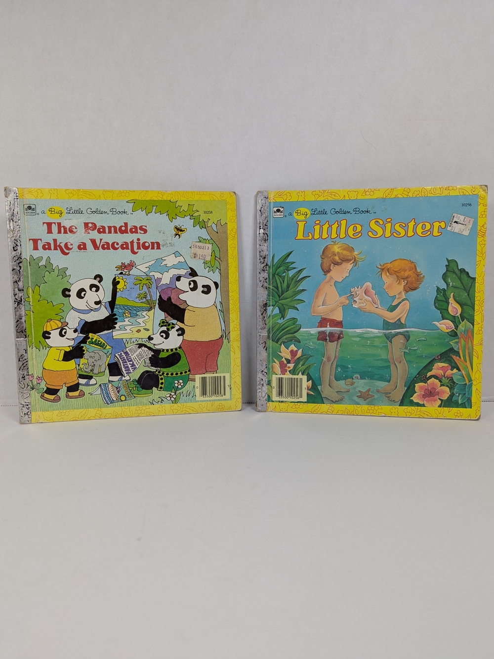 Vintage 1986 Big Little Golden Books Bundle Pandas Take a Vacation Little Sister